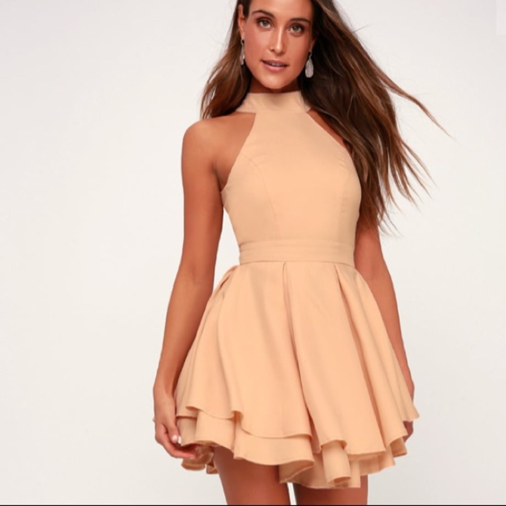 DRESS REHEARSAL BLUSH SKATER DRESS